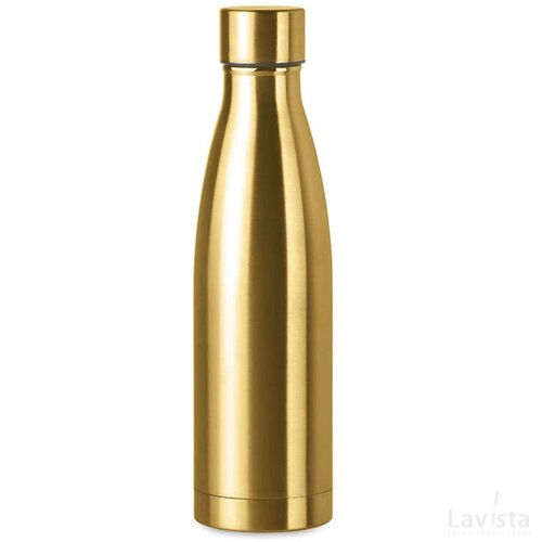 Dubbelwandige drinkfles 500 ml Belo bottle mat goudkleurig