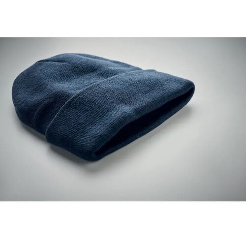 Rpet beanie met omslag Blauw