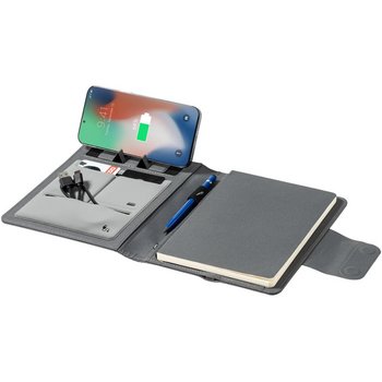 Schrijfmap met snellader en powerbank (A5) Grijs