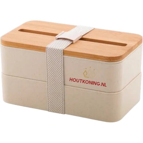 Lunchbox Met Bestek & Telefoonhouder Naturel