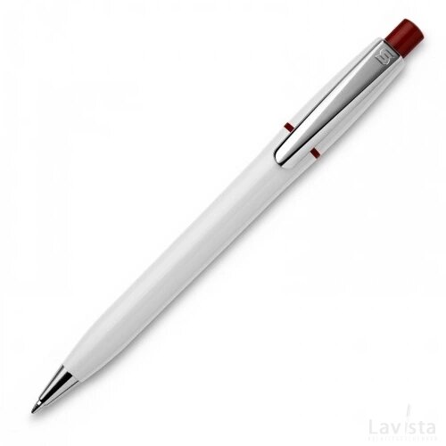 Balpen Semyr Chrome hardcolour wit / donkerrood