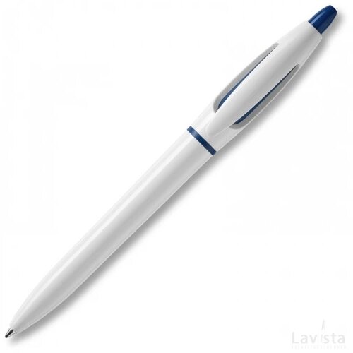 Balpen S! hardcolour wit / donker blauw