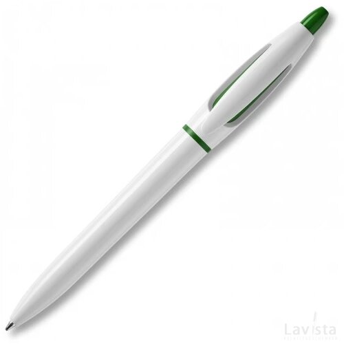 Balpen S! hardcolour wit / groen