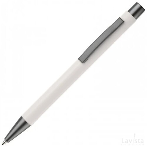 Balpen metaal New York rubberised wit