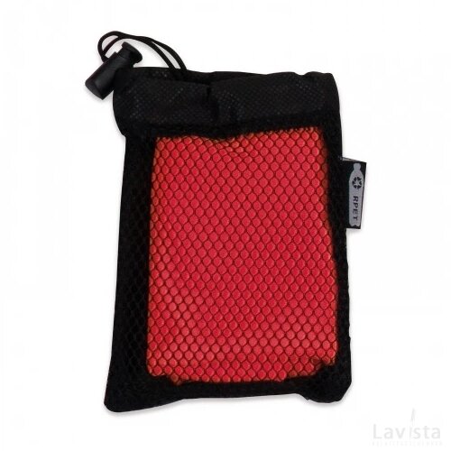 R-PET cooling towel 30x80cm zwart / rood