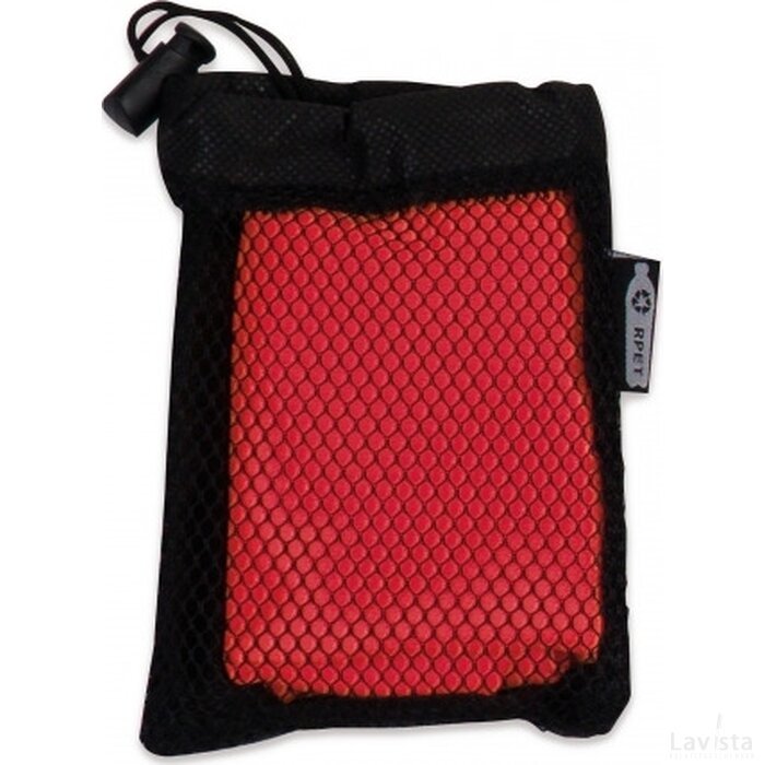 R-PET cooling towel 30x80cm zwart / rood