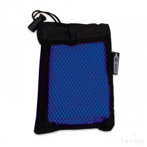 R-PET cooling towel 30x80cm zwart / blauw