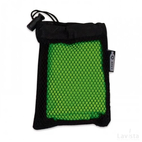 R-PET cooling towel 30x80cm zwart / lichtgroen