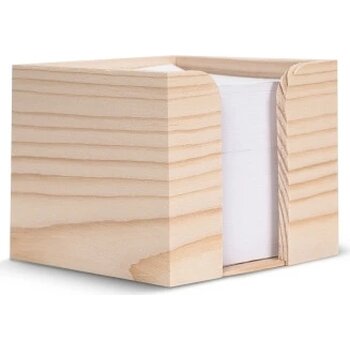 Kubushouder hout met recycled papier 650 vels 10x10x8.5cm licht bruin