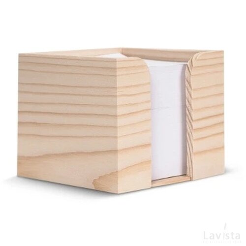 Kubushouder hout met recycled papier 650 vels 10x10x8.5cm licht bruin