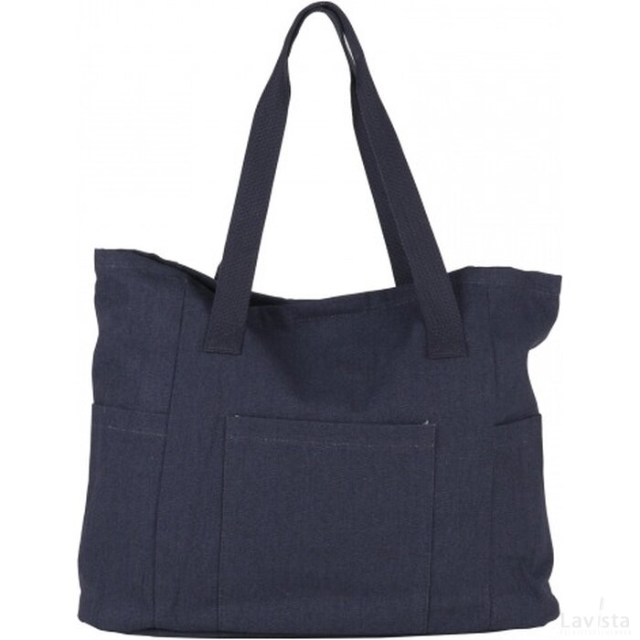 Shopper recycled canvas 43x14x33cm donker blauw