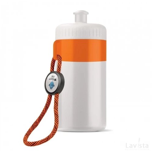 Bidon met rand 500ml wit / oranje