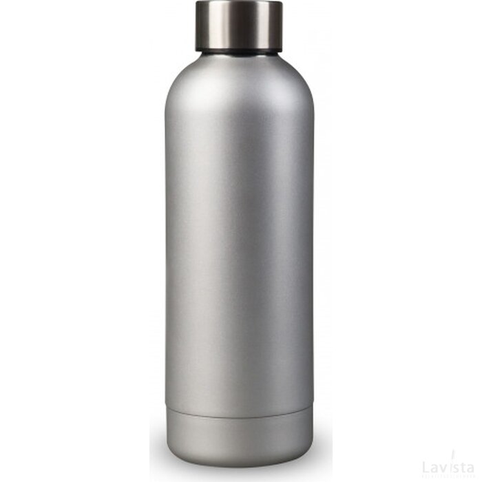Dubbelwandige vacuüm fles met mattte-look 500ml zilver