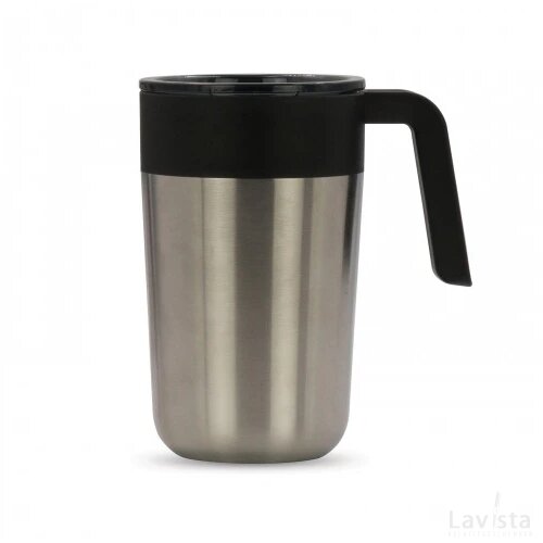 Dubbelwandige koffie mok 400ml zilver