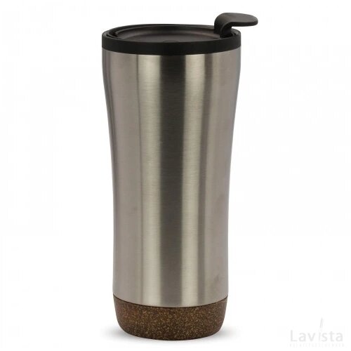 Dubbelwandige thermobeker met kurk onderzijde 480ml zilver