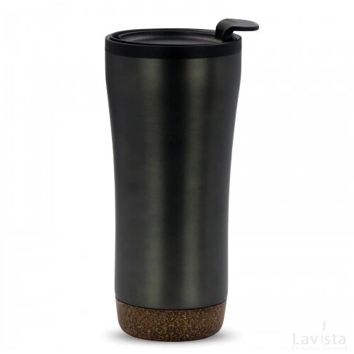 Dubbelwandige thermobeker met kurk onderzijde 480ml donker gun metal
