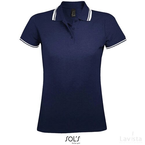 Pasadena dames polo 200g Pasadena women franse marine / wit