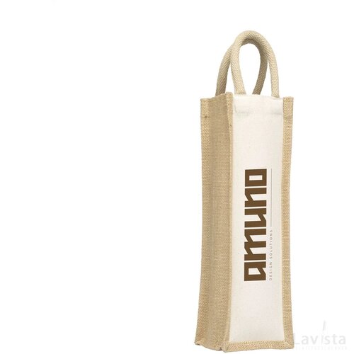 Jute Canvas Wine Bag Wijntas Naturel