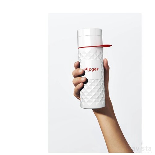 Join The Pipe waterfles met diamantpatroon (500 ml) Wit/Rood