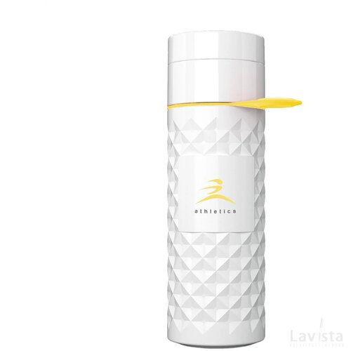 Join The Pipe waterfles met diamantpatroon (500 ml) Wit/Geel