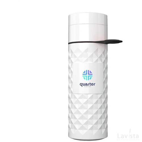 Join The Pipe waterfles met diamantpatroon (500 ml) Wit/Zwart
