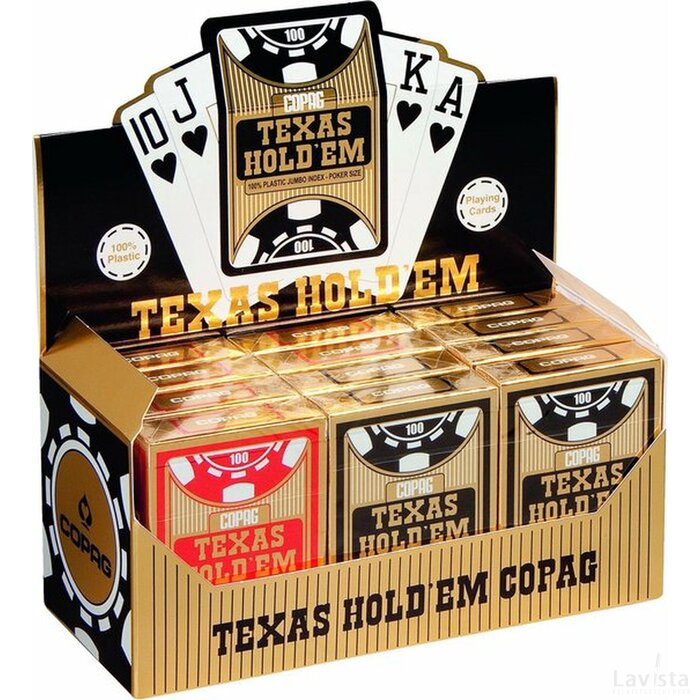 Copag Texas Hold&#39;em Gold Plastic Pokerkaarten - Jumbo Index - Display