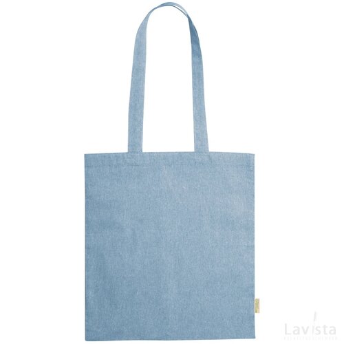 Graket Katoenen Boodschappentas Licht Blauw
