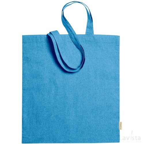Graket Katoenen Boodschappentas Licht Blauw