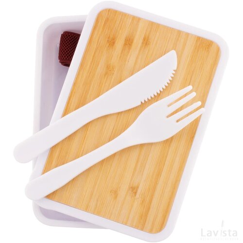 Eco lunchbox met bestekset Wit