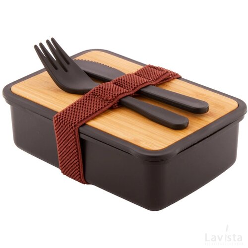 Eco lunchbox met bestekset Zwart