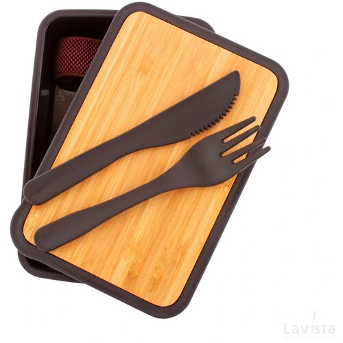 Eco lunchbox met bestekset Zwart