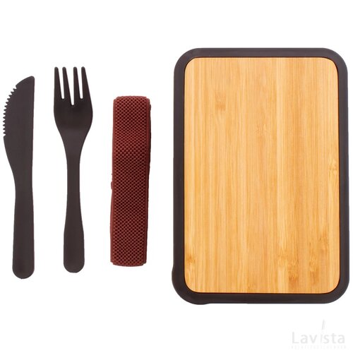 Eco lunchbox met bestekset Zwart