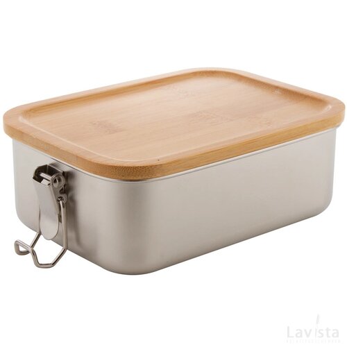 RVS lunchbox met bamboe deksel (750 ml) Zilver
