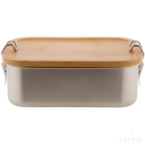 RVS lunchbox met bamboe deksel (750 ml) Zilver