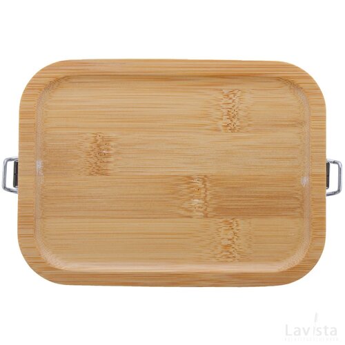 RVS lunchbox met bamboe deksel (750 ml) Zilver