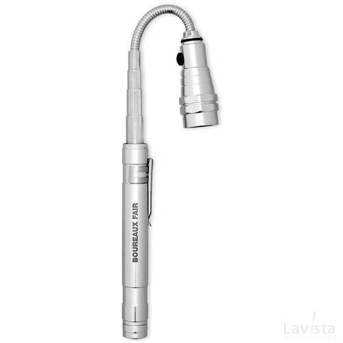 Uitschuifbare zaklamp met flexibele kop Zilver