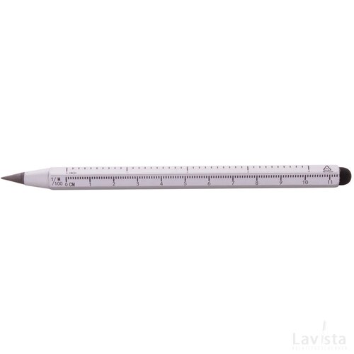 Ruloid Inktloze Pen Met Liniaal Zilver