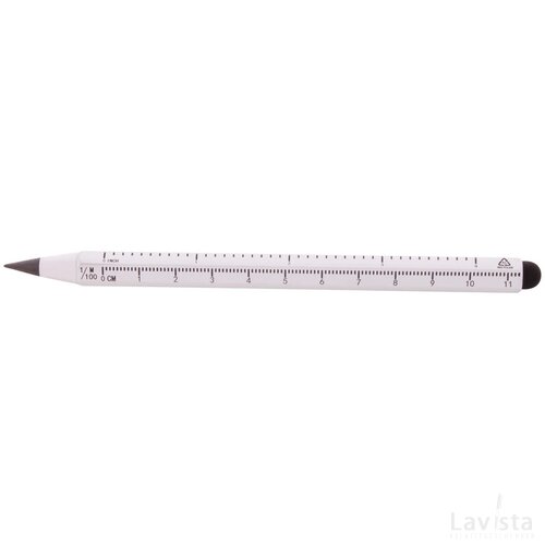 Ruloid Inktloze Pen Met Liniaal Zilver