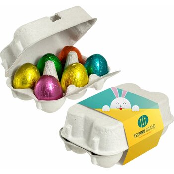 Doosje chocolade paaseitjes 6 stuks