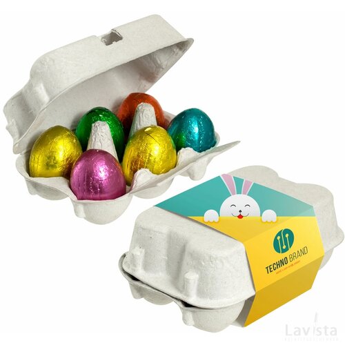 Doosje chocolade paaseitjes 6 stuks