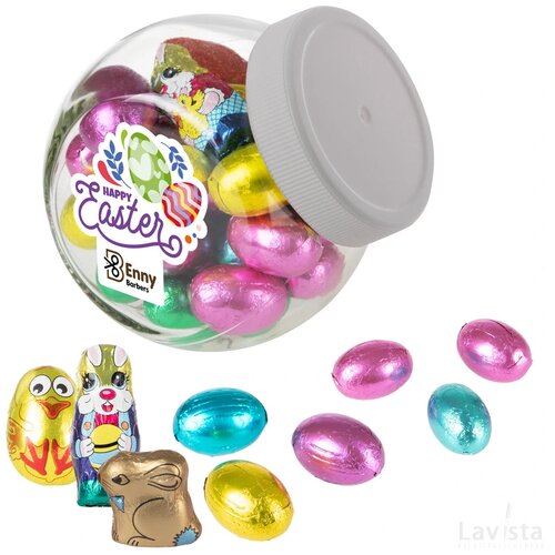 Kleine glazen pot met Paasmix wit