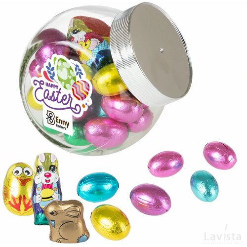 Kleine glazen pot met Paasmix