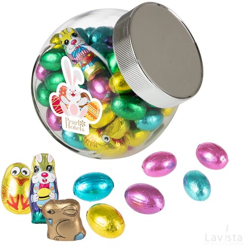 Medium glazen pot met Paasmix
