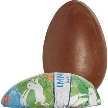 Half massief Paasei met bedrukte wikkel