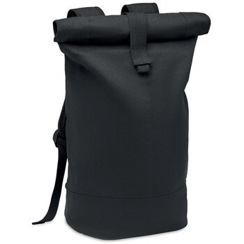 Rolltop gewassen canvas rugzak Zurich roll zwart