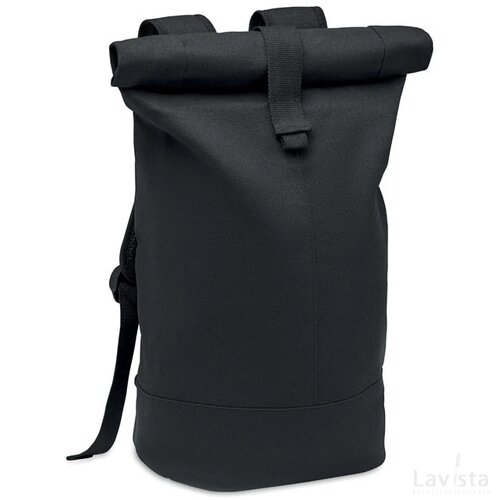 Rolltop gewassen canvas rugzak Zurich roll zwart