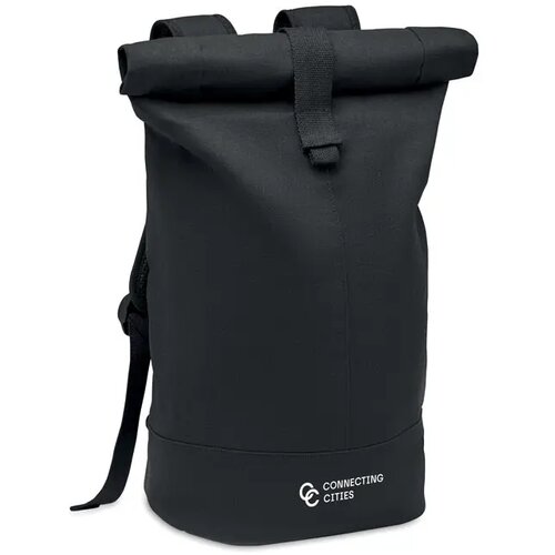 Rolltop gewassen canvas rugzak Zurich roll zwart