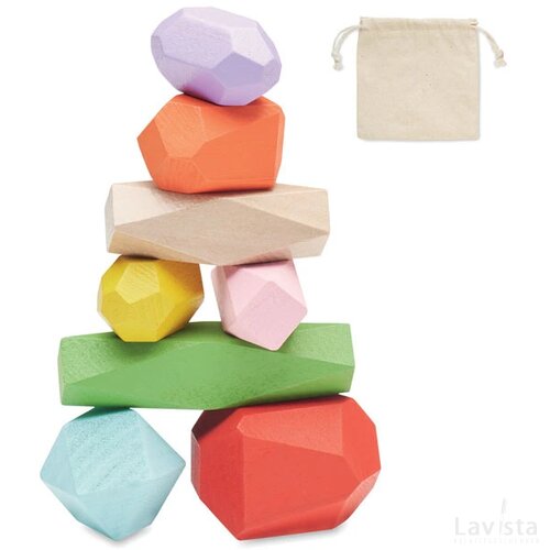 8 stapelbare houten stenen Dolmen beige