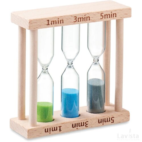Set van 3 houten zandlopers Ei hout