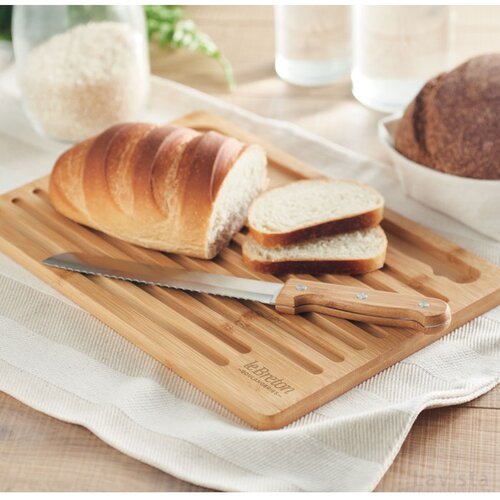 Bamboe snijplank en broodmes Lembaga hout